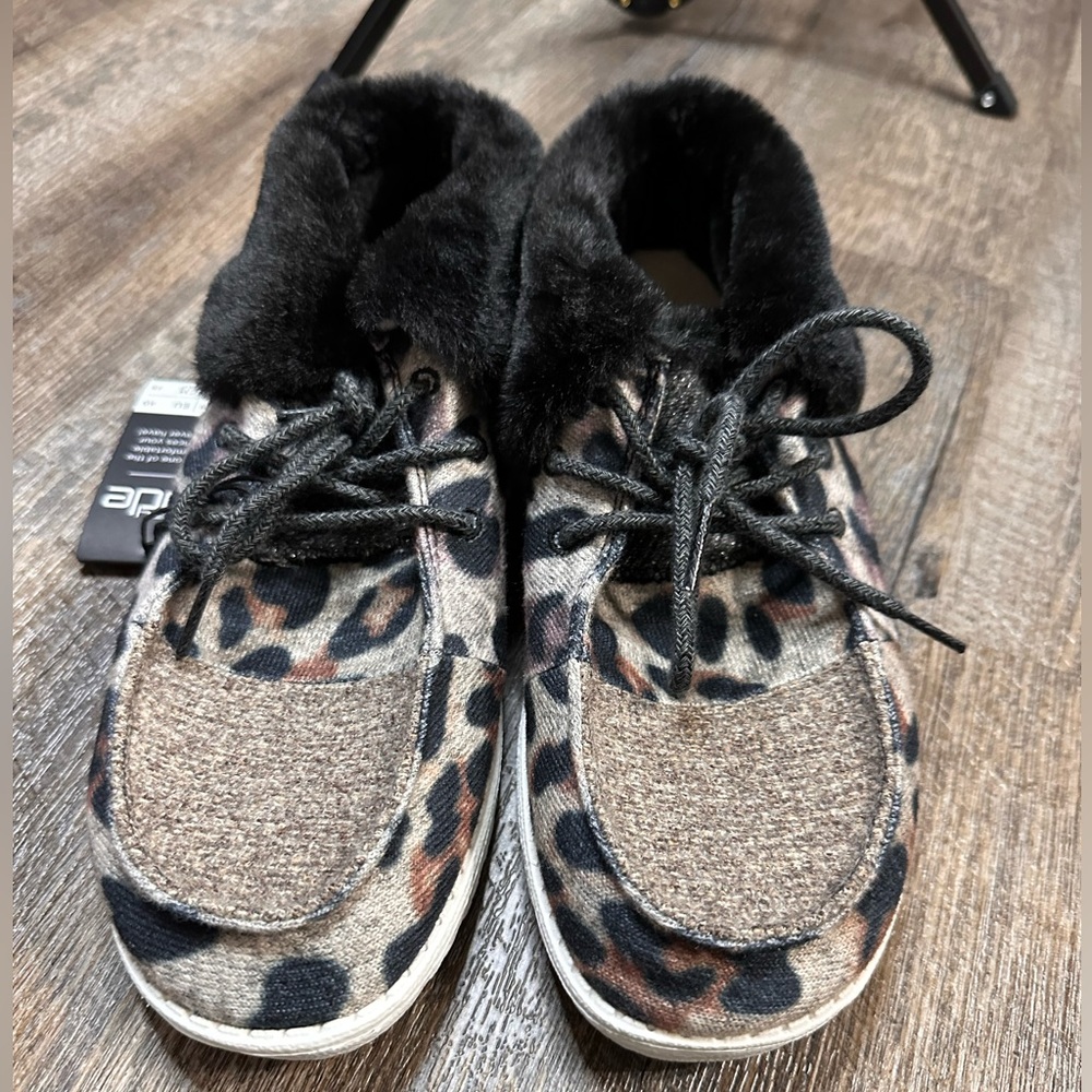 Hey Dude Britt Java Women’s Patchwork Leopard Print US 9 NEW